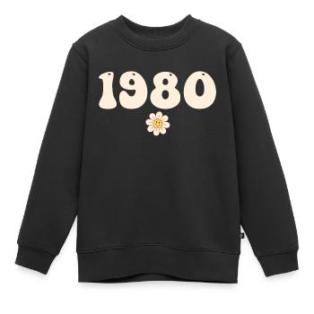 1980 - Cadeau né en 1980 - Sweat Premium enfant bio - noir - Devant - AI Model Kid Female (0cm)