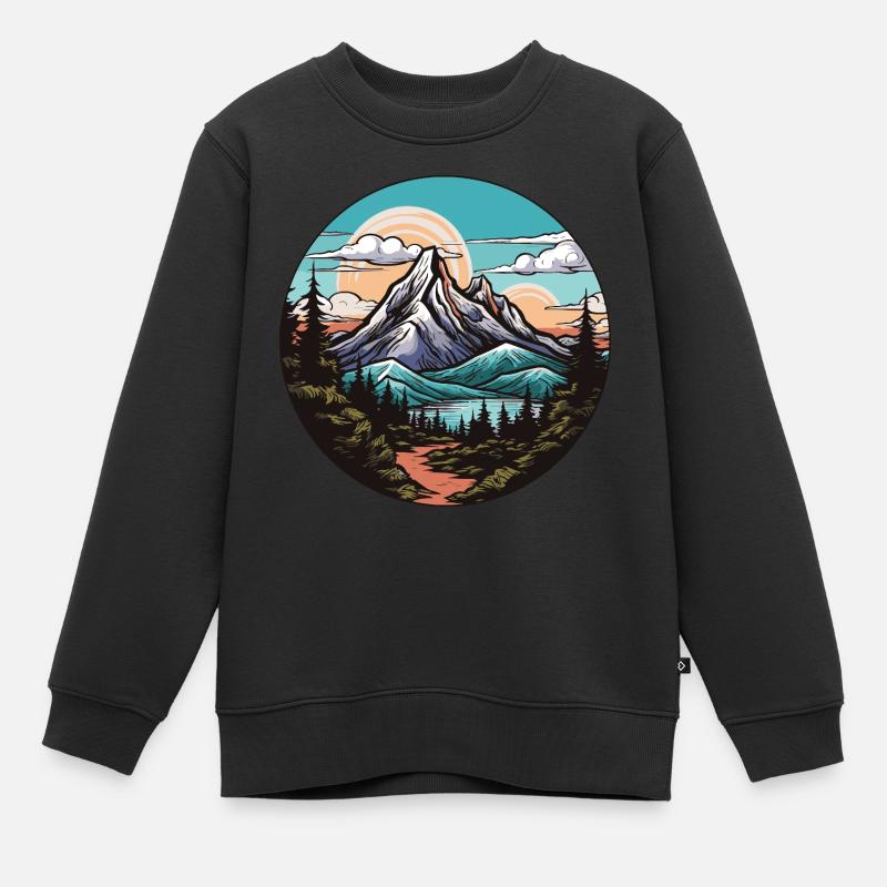 Bjerge Landskab - Premium børne sweatshirt økologisk - sort