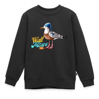 Illustration einer lustigen Watt Meer Möwe - Kinder Premium Organic Sweatshirt - Schwarz - Vorne - AI Model Kid Female (0cm)