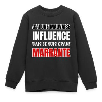 j'ai une mauvaise influence - Sweat Premium enfant bio - noir - Devant - AI Model Kid Female (0cm)