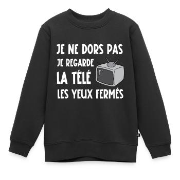 je ne dors pas - Sweat Premium enfant bio - noir - Devant - AI Model Kid Female (0cm)