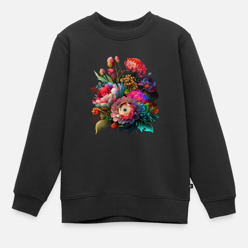 BOUQUETS DE FLEURS ORIGINAL - Sweat Premium enfant bio - noir