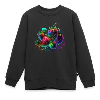 JOLIES FRAISES - MULTICOLORES - Sweat Premium enfant bio - noir - Devant - AI Model Kid Female (0cm)