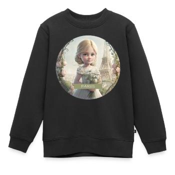 KLEINES MÄDCHEN - SOUVENIRS VON PARIS - EIFFELTURM - Kinder Premium Organic Sweatshirt - Schwarz - Vorne - AI Model Kid Female (0cm)