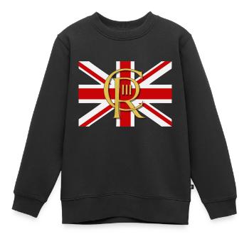 Couronnement du roi britannique Charles Angleterre Drapeau - Sweat Premium enfant bio - noir - Devant - AI Model Kid Female (0cm)