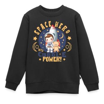 Astronaut with teddy bear - Kids Premium Organic Sweatshirt - black - Front - AI Model Kid Female (0cm)