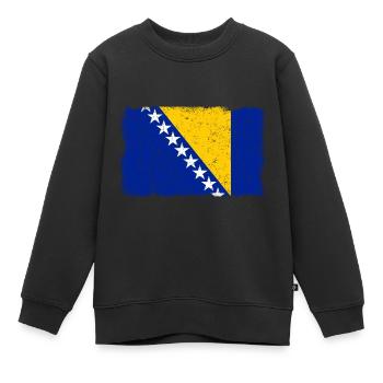 Bosnien und Herzegowina Bosnische Flagge Vintage - Kinder Premium Organic Sweatshirt - Schwarz - Vorne - AI Model Kid Female (0cm)