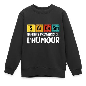 sarcasme - Sweat Premium enfant bio - noir - Devant - AI Model Kid Female (0cm)