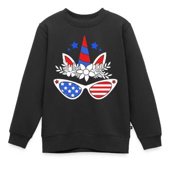4 juillet Couleurs nationales Fête nationale des États-Unis - Sweat Premium enfant bio - noir - Devant - AI Model Kid Female (0cm)