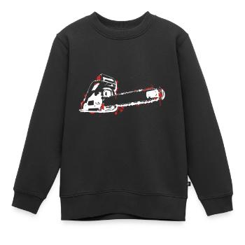 blutige Kettensäge Motorsäge Holzfäller Forstwort - Kinder Premium Organic Sweatshirt - Schwarz - Vorne - AI Model Kid Female (0cm)