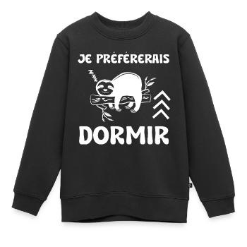 je préférerais dormir - Sweat Premium enfant bio - noir - Devant - AI Model Kid Female (0cm)