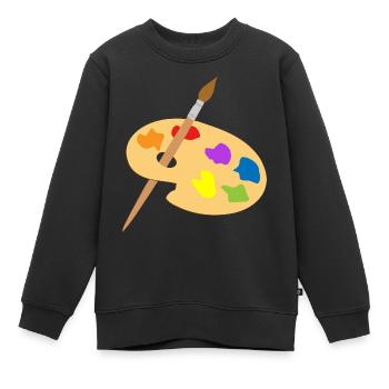 Farbpalette und Pinsel - Kinder Premium Organic Sweatshirt - Schwarz - Vorne - AI Model Kid Female (0cm)