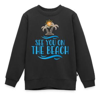 plage - Sweat Premium enfant bio - noir - Devant - AI Model Kid Female (0cm)