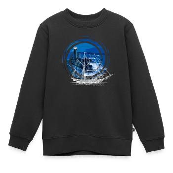 Schiff vor einem Leuchtturm - Kinder Premium Organic Sweatshirt - Schwarz - Vorne - AI Model Kid Female (0cm)