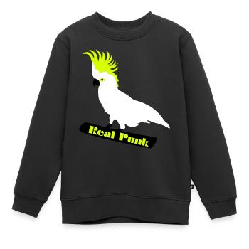 Real Punk - Cacatoès, perroquet, vrai punk, oiseau - Sweat Premium enfant bio - noir - Devant - AI Model Kid Female (0cm)