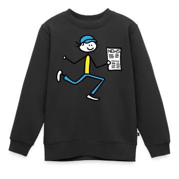 Mann mit Zeitung - Kinder Premium Organic Sweatshirt - Schwarz - Vorne - AI Model Kid Female (0cm)