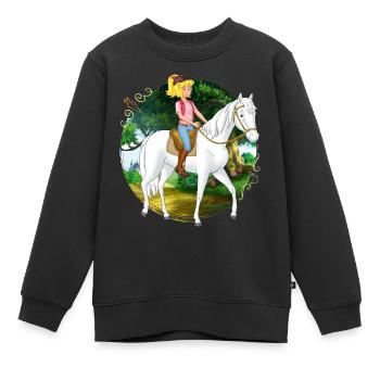 Bibi und Tina 'Bibi reitet auf Sabrina' - Kinder Premium Organic Sweatshirt - Schwarz - Vorne - AI Model Kid Female (0cm)