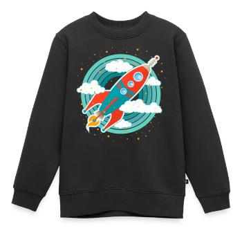 Retro Rakete (Kreise) - Kinder Premium Organic Sweatshirt - Schwarz - Vorne - AI Model Kid Female (0cm)