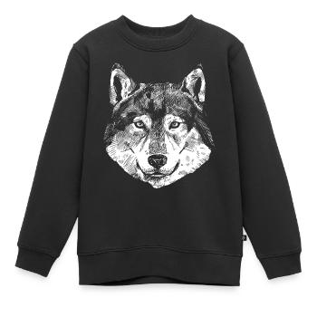 Loup - Sweat Premium enfant bio - noir - Devant - AI Model Kid Female (0cm)