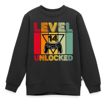 Jeu du 14e anniversaire Niveau 14 ans déverrouillé - Sweat Premium enfant bio - noir - Devant - AI Model Kid Female (0cm)
