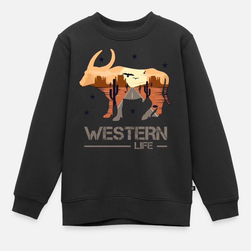 Western - Kinder Premium Organic Sweatshirt - Schwarz