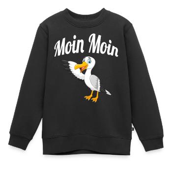 Moin Moin Möwe - Kinder Premium Organic Sweatshirt - Schwarz - Vorne - AI Model Kid Female (0cm)