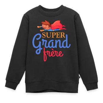 Super grand frere - Sweat Premium enfant bio - noir - Devant - AI Model Kid Female (0cm)