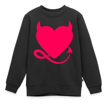 Herz Teufel - Kinder Premium Organic Sweatshirt - Schwarz - Vorne - AI Model Kid Female (0cm)