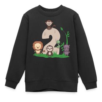 2. Geburtstag Safari Tiere Zoo Kinder 2 Jahre - Kinder Premium Organic Sweatshirt - Schwarz - Vorne - AI Model Kid Female (0cm)