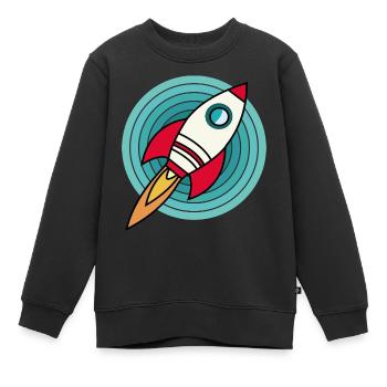 rocket - Kids Premium Organic Sweatshirt - black - Front - AI Model Kid Female (0cm)