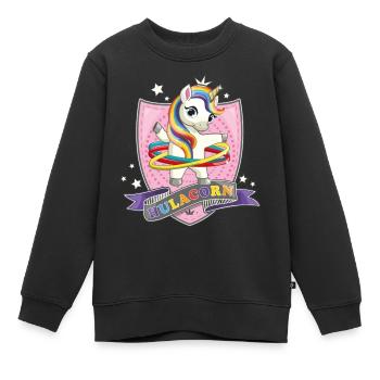 Licorne Hula Hop / Hulacorn - Sweat Premium enfant bio - noir - Devant - AI Model Kid Female (0cm)