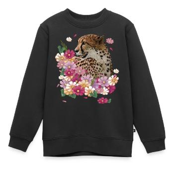 Guépard - Sweat Premium enfant bio - noir - Devant - AI Model Kid Female (0cm)
