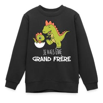 Je vais etre grand frere Dinosaure cadeau enfant - Sweat Premium enfant bio - noir - Devant - AI Model Kid Female (0cm)