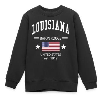 Louisiane - Sweat Premium enfant bio - noir - Devant - AI Model Kid Female (0cm)