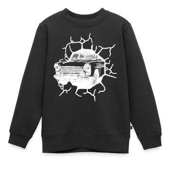 Trabi  Oldtimer Mur Chute Ostalgie Ossi - Sweat Premium enfant bio - noir - Devant - AI Model Kid Female (0cm)