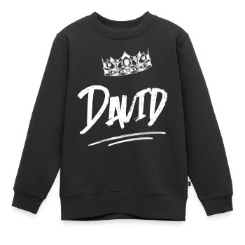 David - Kinder Premium Organic Sweatshirt - Schwarz - Vorne - AI Model Kid Female (0cm)