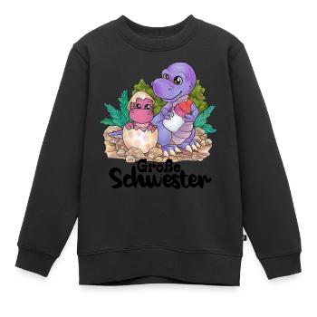Große Schwester Niedlicher Dino Geschwister Paar - Kinder Premium Organic Sweatshirt - Schwarz - Vorne - AI Model Kid Female (0cm)