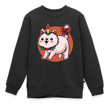 Weihnachten Ugly Christmas Cat Mieze Xmas Katze - Kinder Premium Organic Sweatshirt - Schwarz - Vorne - AI Model Kid Female (0cm)
