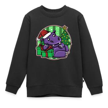 Weihnachten Ugly Christmas Xmas Hippopotamus - Kinder Premium Organic Sweatshirt - Schwarz - Vorne - AI Model Kid Female (0cm)