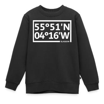 Glasgow Koordinaten - Kinder Premium Organic Sweatshirt - Schwarz - Vorne - AI Model Kid Female (0cm)