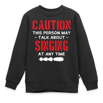 Attention Chanter - Sweat Premium enfant bio - noir - Devant - AI Model Kid Female (0cm)