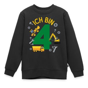 Ich bin 4 Jahre Geburtstag Mädchen Junge Baustelle - Kinder Premium Organic Sweatshirt - Schwarz - Vorne - AI Model Kid Female (0cm)