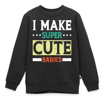 Vatertag Papa Papa Papa - Kinder Premium Organic Sweatshirt - Schwarz - Vorne - AI Model Kid Female (0cm)