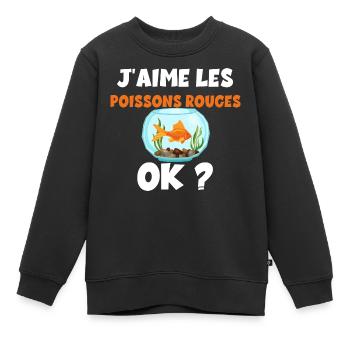 J'aime les Poissins Rouges Idée Cadeau Famille - Sweat Premium enfant bio - noir - Devant - AI Model Kid Female (0cm)