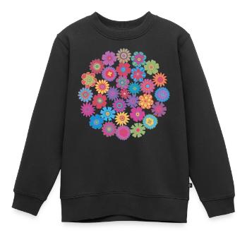Cercle de fleurs - Sweat Premium enfant bio - noir - Devant - AI Model Kid Female (0cm)