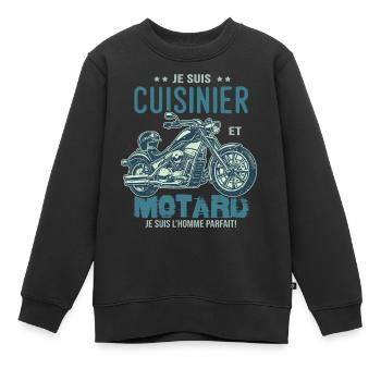 motard le meilleur cuisinier le meilleur cuisto - Sweat Premium enfant bio - noir - Devant - AI Model Kid Female (0cm)