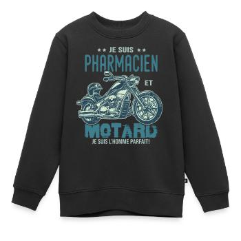 motard le meilleur pharmacien le meilleur - Sweat Premium enfant bio - noir - Devant - AI Model Kid Female (0cm)