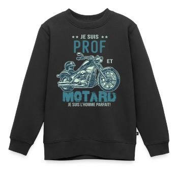 motard le meilleur prof le meilleur professeur - Sweat Premium enfant bio - noir - Devant - AI Model Kid Female (0cm)