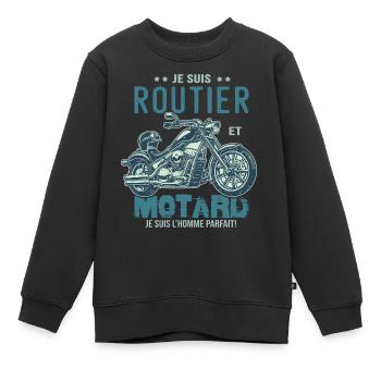 motard le meilleur routier le meilleur - Sweat Premium enfant bio - noir - Devant - AI Model Kid Female (0cm)