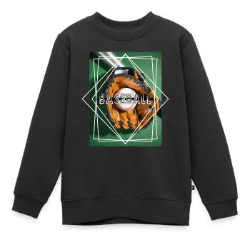 Baseball Ball Handschuh Schläger Vintage Retro - Kinder Premium Organic Sweatshirt - Schwarz - Vorne - AI Model Kid Female (0cm)